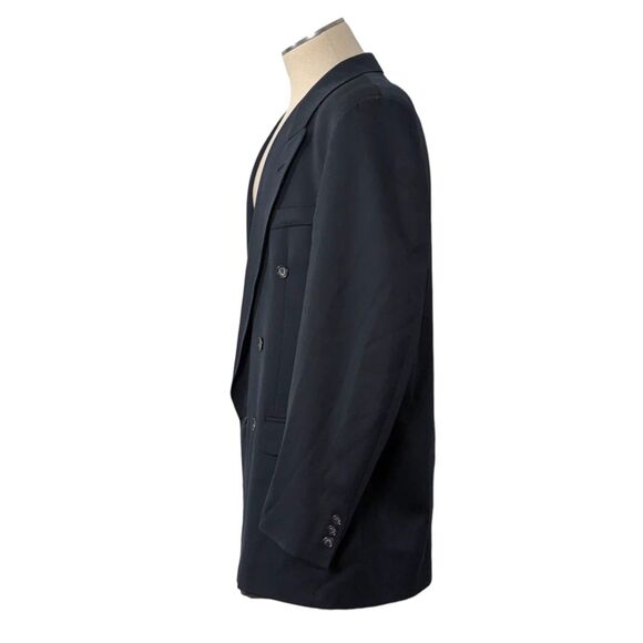 VTG Enrico Canali 44L Blazer Sport Coat Double Breasted Blue Black Designer EUC - Picture 4 of 9